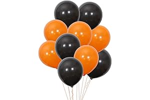 SHUO 12 Inches Black and Orange Latex Balloons for Halloween, Wedding, Birthday...