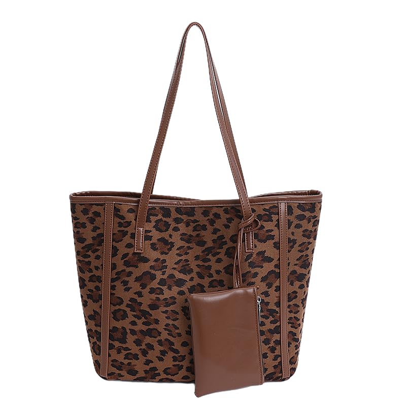 Cheeteh Leopard Print Tote Bag with Small Purse Shoulder Bag Large Laptop Bag for Business Office Work Travel