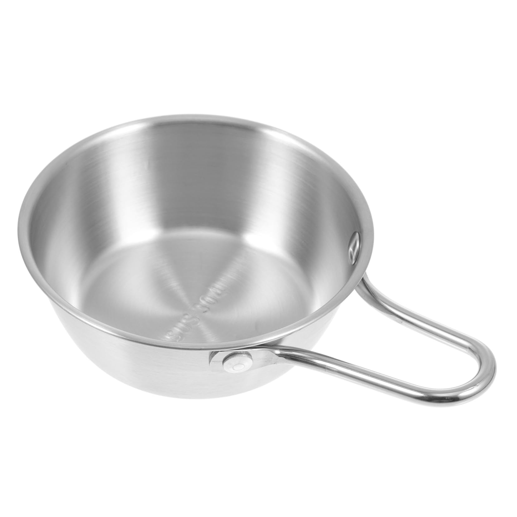 BRIGHTFUFU 1Pc Korean Style Stainless Steel Rice Wine Bowl with Handle Ergonomic Design for Dining Table for Noodles Salads and Desserts and