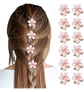 VEGCOO 12 Stück Mini Kristallblumen Haarspangen,Rosa Kristall Blumenclips Glänzende Damen Haarspa...