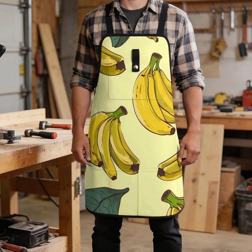 Delantal Negro con Estampado Banana y 8 Bolsillos miniatura 5