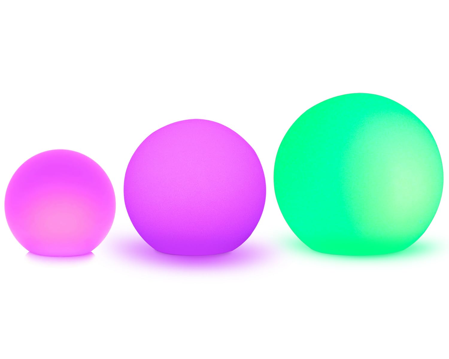 Mr Go 12-inch 16-inch and 20-inch LED Ball Light Bundle Rechargeable Remote Control Dimmable 16 RGB Colors 4