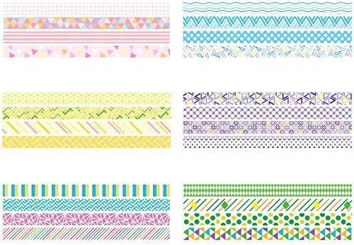 YUBBAEX Washi Tape Pastel Decorative Tape for DIY, Crafts, Gift Wrapping, Scrapbook Supplies (Mini Graphics 24 Rolls)