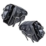 AMOPA Set Black Left Right PU Leather Solo Swing Arm Saddlebag Tool Bag with Pannier Storage Compatible with Harley Sportster XL883 XL1200