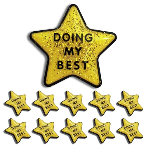 12 PCS Doing My Best Enamel Pin Gold Glitter Star Brooch Pin Metal Badges Lapel Pin Brooches Fashion Jewelry Accessories For For Backpack Hat Bag Jacket Coat Travel Gifts