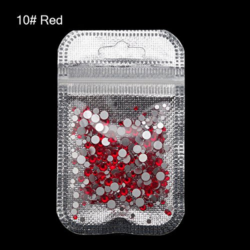 MIOBLET 300 Piece Mix Size SS3-SS20 Crystal Nail Rhinestones Top Grade Red Nail Gems Flatback Non Hotfix Glitter 3D Nail Art Gems Stones DIY Nails Decorations Manicure Accessories