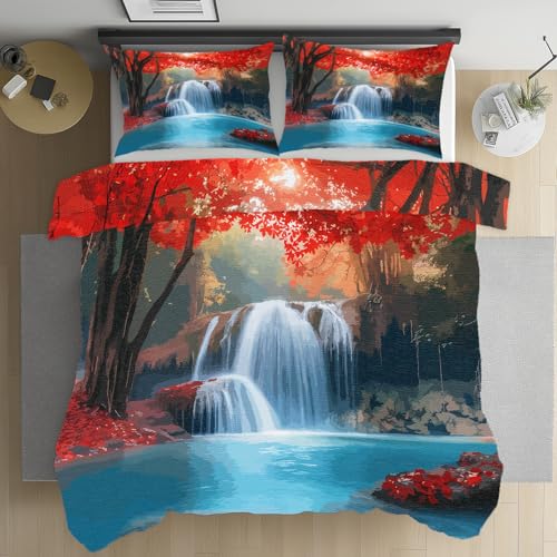 Housse de couette cascade jungle respirante en microfibre douce