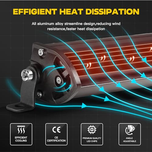 Slim LED Light Bar for Truck MUVKQC 13 Inch 120W 10000lm Double Row Light Bars,12V 24V Spot Flood Combo Off Road Driving Fog Work Lights for ATV UTV Tractor Pickup Cart SUV (4X12IN 120W)