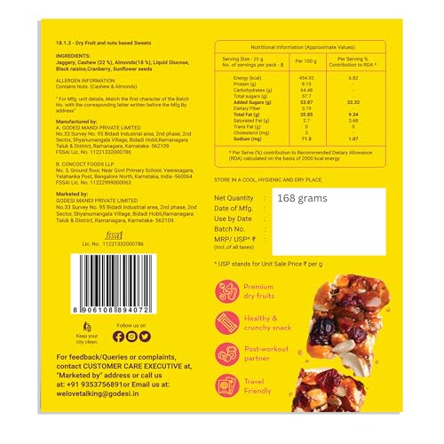 Image of GO DESi - Dry Fruit Chikki | Dry Fruit Bar | Indian Mithai | Gajak | Sweets Gift Pack | 168 grams | Pack of 6 Pieces