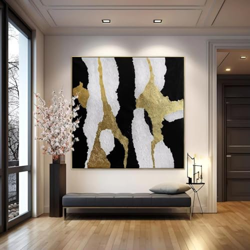 Image of AEFOUU Canvas Wall Art Framed Print - Square Painting for Bedroom Large Abstract Geometric Wall Art Modern Home Decor Pictures 90x90cm(35x35in) With Frame