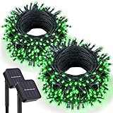 kemooie 2 Pack of 240 LED Solar Green St. Patrick's Day Lights, 8 Twinkle Lights Modes Waterproof Solar Powered Fairy Light, Outdoor Solar String Lights for Garden Patio Tree Yard Decorations (Green)