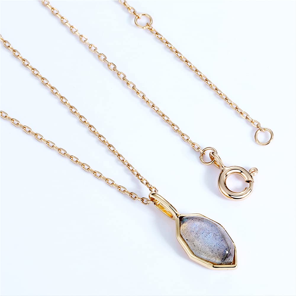 HJMMWT Anhänger Halsketten für Frauen 100% geometrischer natürlicher Labradorit Edelstein Hochzeit Schmuck Halskette in China hergestellt