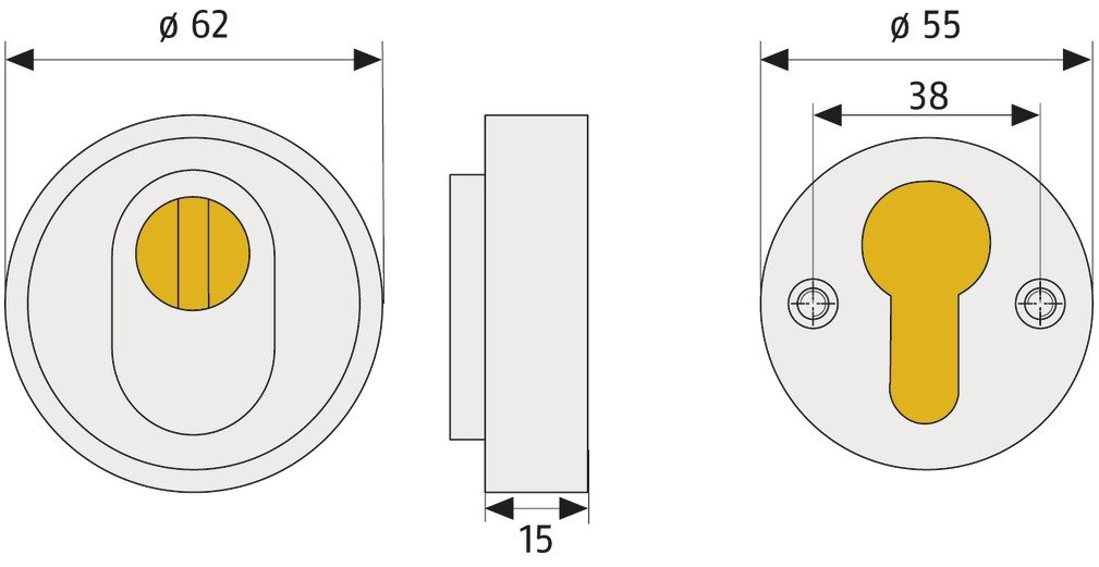 ABUS Schutzrosette mit Zylinderschutz RHZS415 W für Holztüren weiß 05703