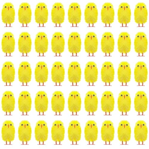 Ciieeo 60 pièces Lot de Mini Poussins de Pâques Décoratifs pour Bureau et Photo Prop Décorations de Pâques Mignonnes et Duveteuses Accessoire Festif pour...