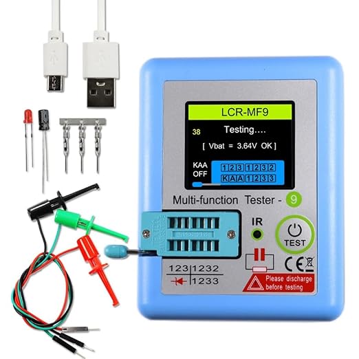 LCR-MF9 tester tranzystorowy z wyświetlaczem TFT LCD – multimetr do tranzystorów MOSFET, NPN/PNP, diod, triaków, rezystorów i kondensatorów