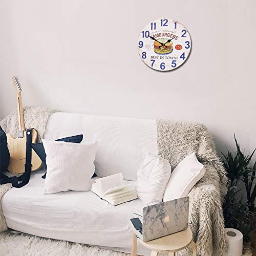 アメリカンウォールクロック 時計 34cm (ハンバーガー A111) 壁掛け時計 ダイナー カフェ 大きい ヴィンテージ風 ガレージ おしゃれ 西海岸風 インテリア アメリカン雑貨 [2]