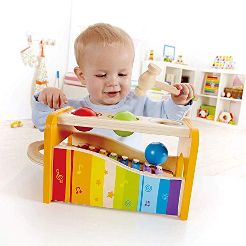 Hape Pound, Tap, & Shake! Music Set - Award Winning Wooden Pounding Bench, Baby Xylophone, And Tap Along Tambourine - Developmental, Non-Toxic, Montessori Musical Toys For Toddlers 1 - 4 Years Old #TOP1