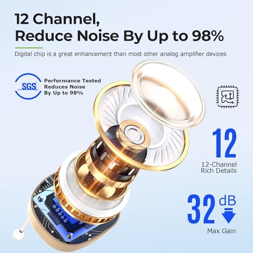 Image of Fastwell F61 Digital 12 Channel Rechargeable Hearing Aid With Magnetic Suction Charging, Invisible The Smallest Mini Completely In The Canal, Black (Pair For Both Ear)