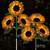 Solar Sunflower Lights 800mA Solar Garden Light with Real Looking Flowers Outdoor Waterproof Solar Stake Lights for Back Yard Flower Bed Pathway Patio Porch Spring Decoration 2 Pack