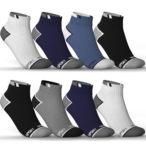 MEDOLY Sneaker Socken Sport (8 Paar) Quarter Sportsocken für Damen & Herren - Gepolstert mit Frotteesohle