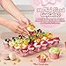 Hlukana (24 Pack x 15 Sets) Mini Cupcake Containers with 375 Pack Cupcakes Liners, Plastic Cupcake Holder, Stackable Mini Cupcake Boxes Carrier, Clear Disposable Cupcake Trays, High Dome - MINI SIZE