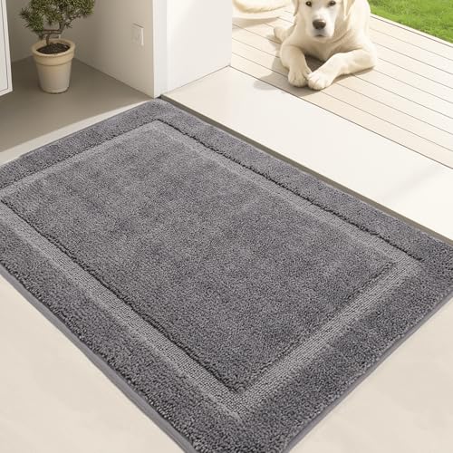 Oiilores Door Mat Indoor Entrance, Dirt Trapper Entryway Rug with Non-Slip Rubber Backing, Washable Inside Front Entry Rugs, Super Absorbent Doormat for Home, Dog Mat for Muddy Paws, (24