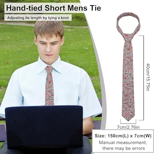 Image of Luckyvestir Mens Ties, Sage /Dusty Blue /Pink Floral Ties for Men, 2.76 inch Cotton Flower Necktie for Wedding /Groomsmen /Party