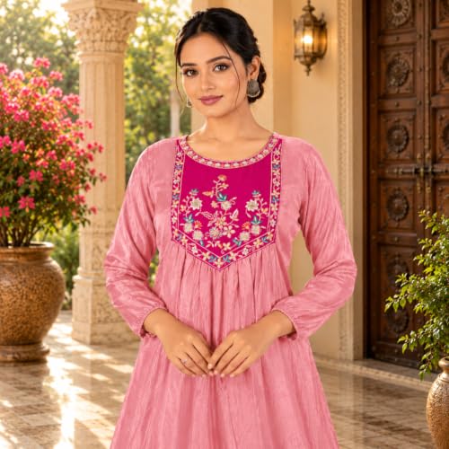 Image of Embroidered Sharara Set for Women | Roman Silk Short Kurta with Flared Sharara Pants | Designer Festive Ethnic Wear Suit Set for Weddings, Sangeet & Celebrations