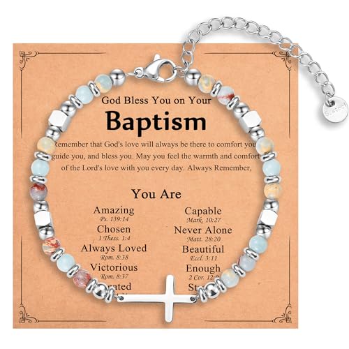Image of Easter Basket Stuffers for Teens Girls, Christian Cross Bracelet Jewelry | Baptism Confirmation First Communion Easter Gifts for Girls