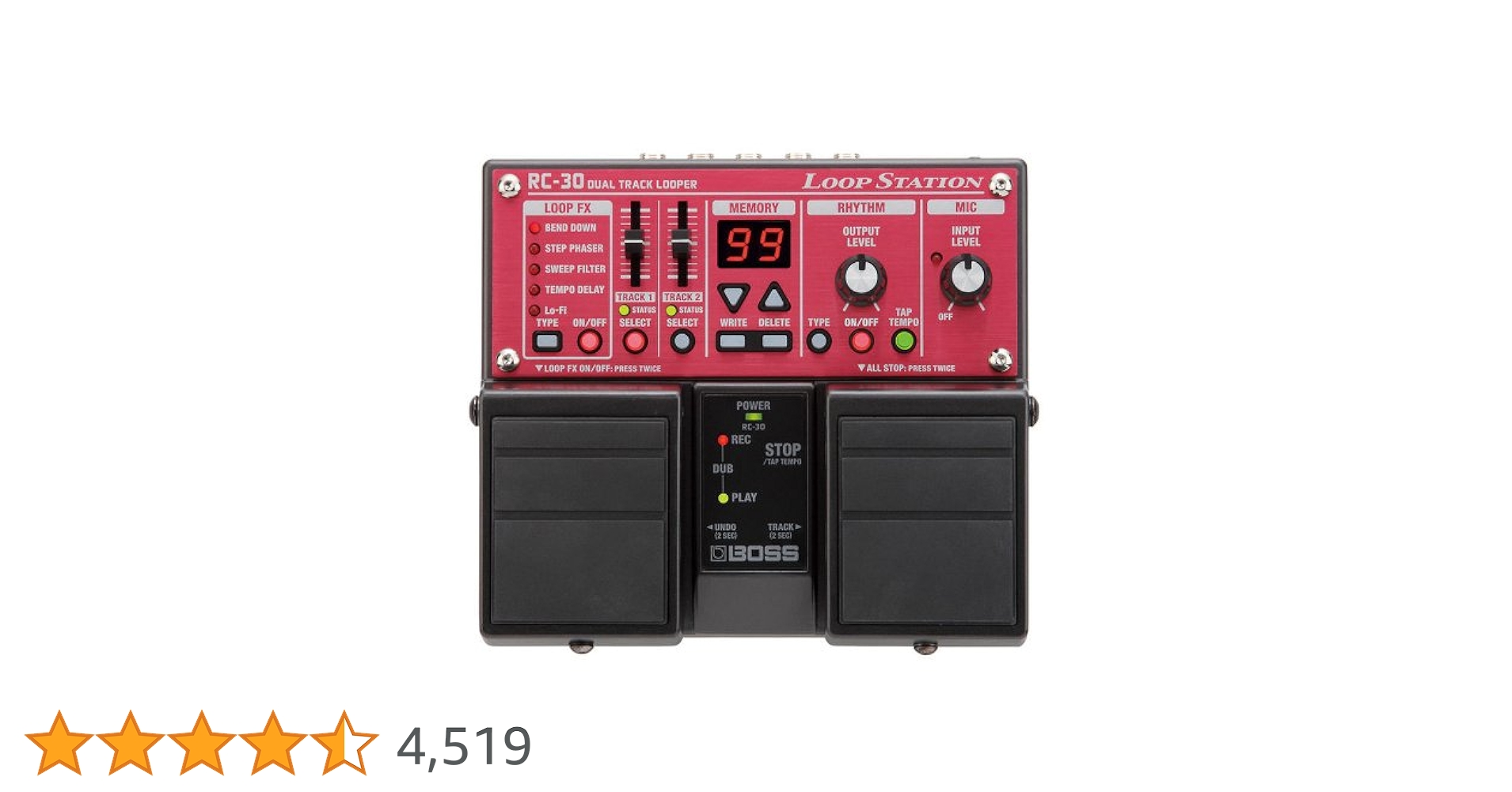 BOSS Loop Station Twin Guitar Pedal, USB, (RC-30) (RC-30