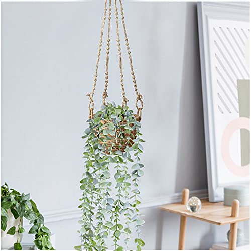 Bacama Fake Hanging Plants In Pots Artificial Ivy Vine Leaves For Home Kitchen Garden Office Wall Mounted Shelf Decor 2 Pack Looks Full 2Feet Long Green #TOP4
