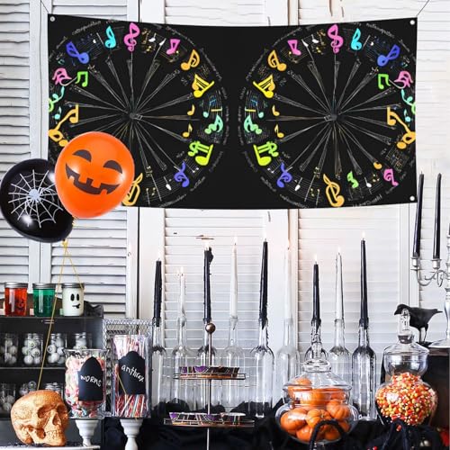 MINDBBDFJ Music Notes Print Banners And Signs For Outdoor/Indoor,Personalized Banner Customizable Parties Halloween Banner (180x90cm)2