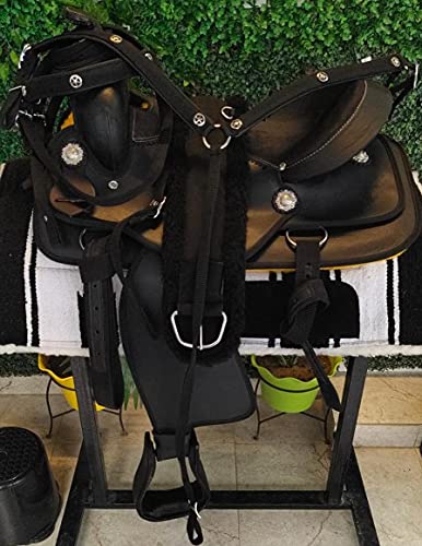 Deen, Enterprises Tige synthétique Western Barrel Racing Trail Equestrian Selle de cheval Tack Get Headstall Collar & Rênes Taille 42 à 46 (18) Cover