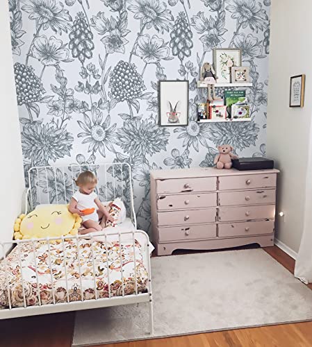 Guvana Black And White Wallpaper Floral Peel And Stick Wallpaper Leaf Contact Paper 197"X15.55" Modern Self-Adhesive Wallpaper Removable Wallpaper For Bedroom Livingroom Shelf Drawer Decor #TOP6