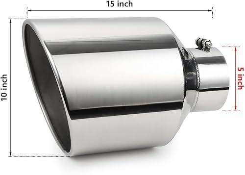 Miniatura 8 de A-KARCK Punta de escape de 4 pulgadas de entrada a salida de 10 pulgadas, perno de pulido de 15 pulgadas de longitud total en la punta del tubo de