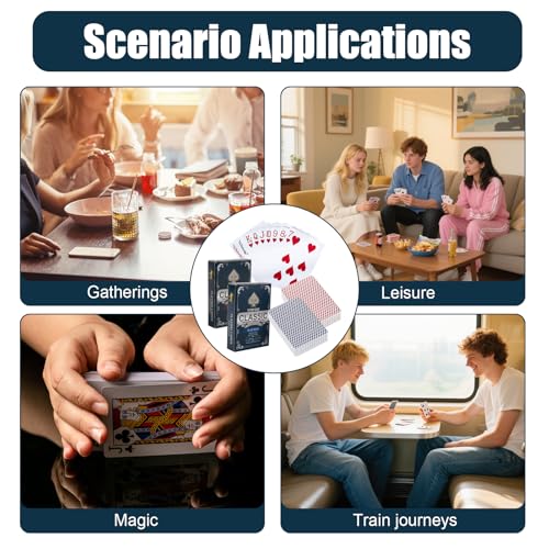 CJMUQHEHH Wasserfeste Plastik Spielkarten, 2 Decks Rot und Blau, Ideal für Poker, Doppelkopf, Romme und andere Kartenspiele, Langlebig und Spielstarke Spielkarten – Bild 6