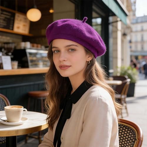 Image of Jolbndcv 6PCS Beret, French Beanie, Outdoor, Winter, Fashion Lady Hat | One Size Fits Most,Solid Color,Stretchable,for All Season