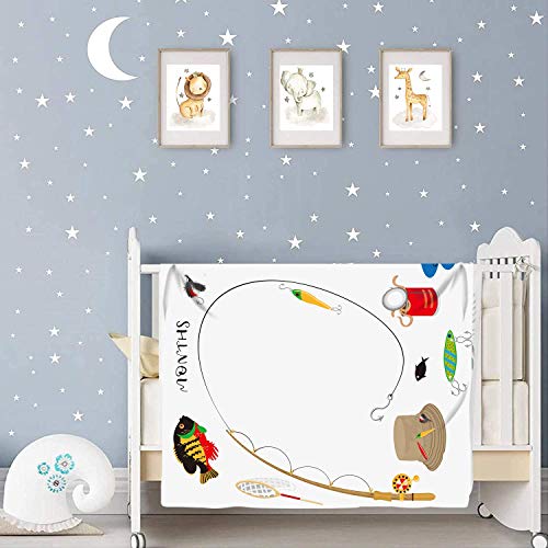 Image of BTZDME3 Baby Monthly Milestone Go Fishing Blanket, 48x40in Newborn Memory Blanket