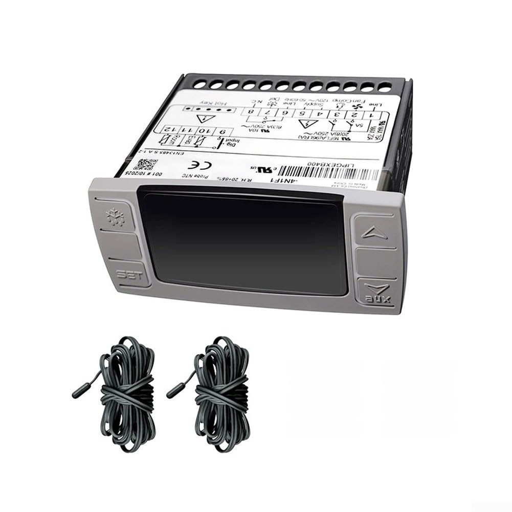 Digitaler Temperaturschalter 120V Thermostat W0302184 für Kühlung Heizung - Einstellbar 32-140°F Fühler Sonde Terrarium Inkubator Grau