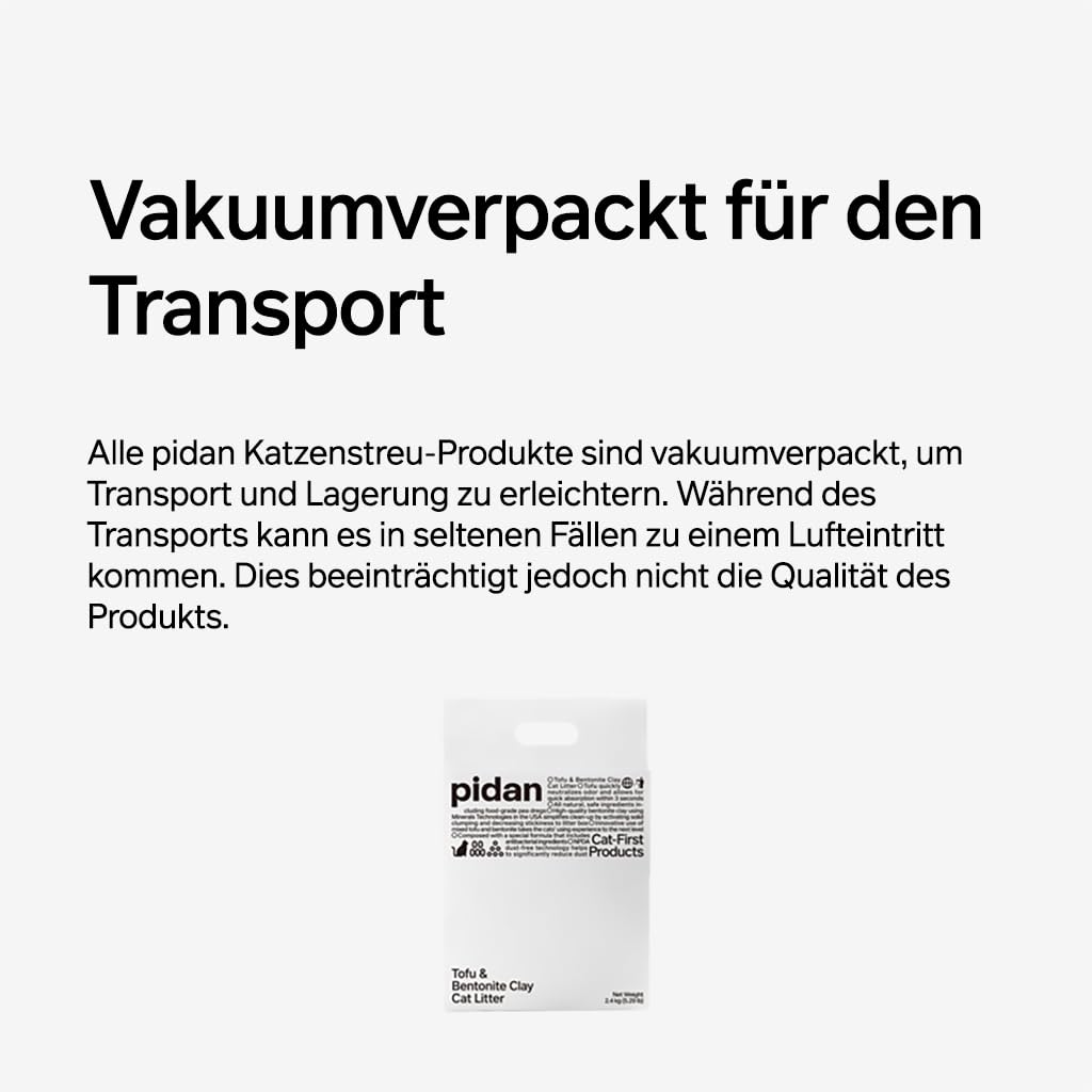 pidan Tofu Katzenstreu mit Bentonit 9,6 kg (4 Beutel) | Klumpstreu mit 70 % pflanzlichen Rohstoffen, staubarm, starke Geruchsbindung, geringe Streuverschleppung