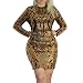 VIVOSKY Women Sequin Dress Geometric Tattoo Bandage Bodycon Club Dresses