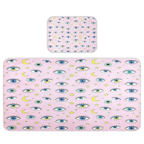 Colchón refrescante impermeable para cuna de bebé de 28 x 52 pulgadas, transpirable, con mal de ojo, almohadillas de cama rosas para adultos para bebés y niños pequeños