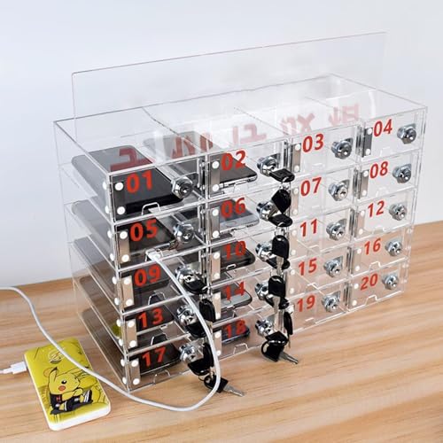 Boîte De Rangement Pour Téléphones Portables 12/15/20 Compartiments - Armoire Sécurisée Avec Serrure Transparent