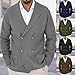 Men Double-Breasted Shawl Collar Cardigan Sweater Jacket Lapel Long Sleeve Knitted Button Up Sweaters Fall Outwear (Black,Large)