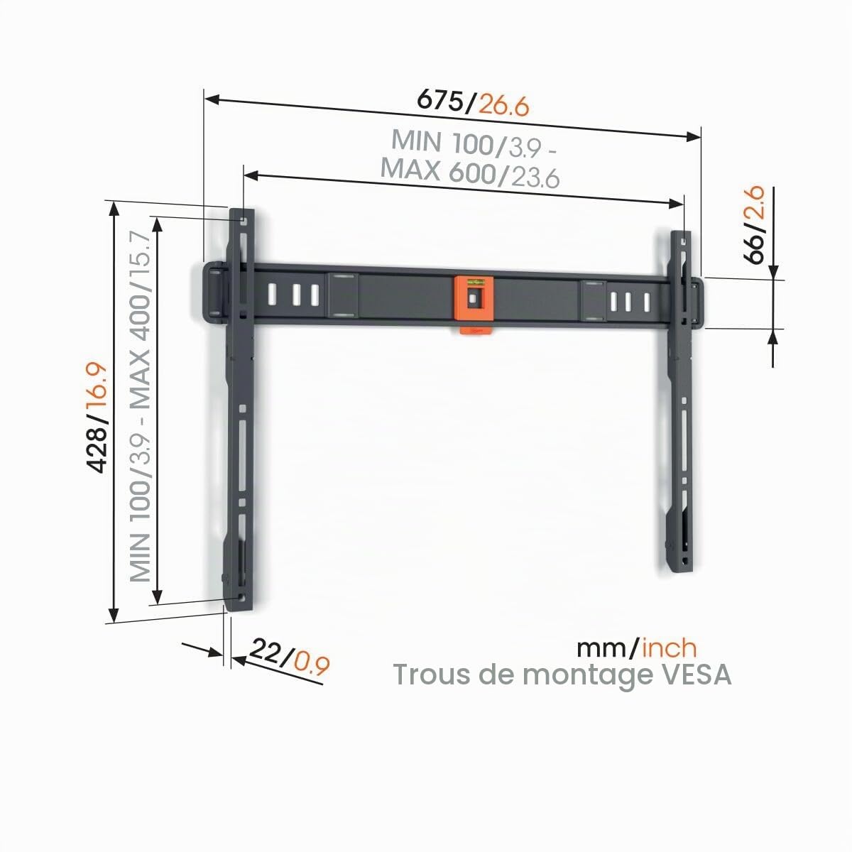 Vogel's TVM 1605 Support Mural TV Plat pour téléviseurs de 40-100 Pouces, Poids Max. 75 kg, Support TV Max. VESA 600x400, Compatibilité Universelle | Compatibilité universelle, Certifié TÜV, Charge Max 75 kg, VESA jusqu'à 600x400, Matériel montage incl