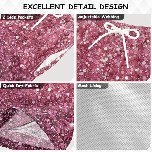 Pigsaly Boys Swim Trunks Rose Pink Dusty Pink Gradient Flashing Glitter Boys Board Shorts Swimsuit Swimwear Bathing Suit S3
