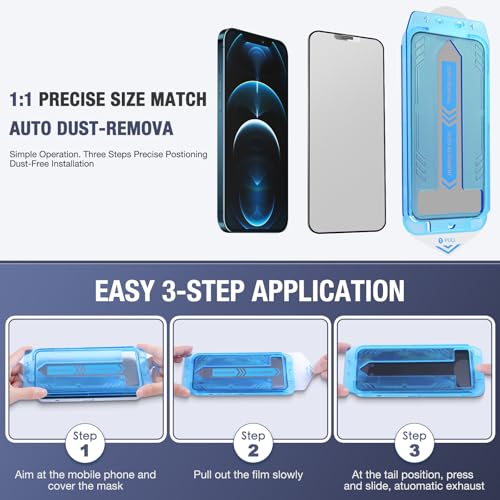 Image of 2-Pack Matte Screen Protector for iPhone 12 Pro Max 6.7-inch,9H Tempered Glass, Full Coverage, Anti-Fingerprint, Auto Dust-Elimination, No Bubble, Easy Installation