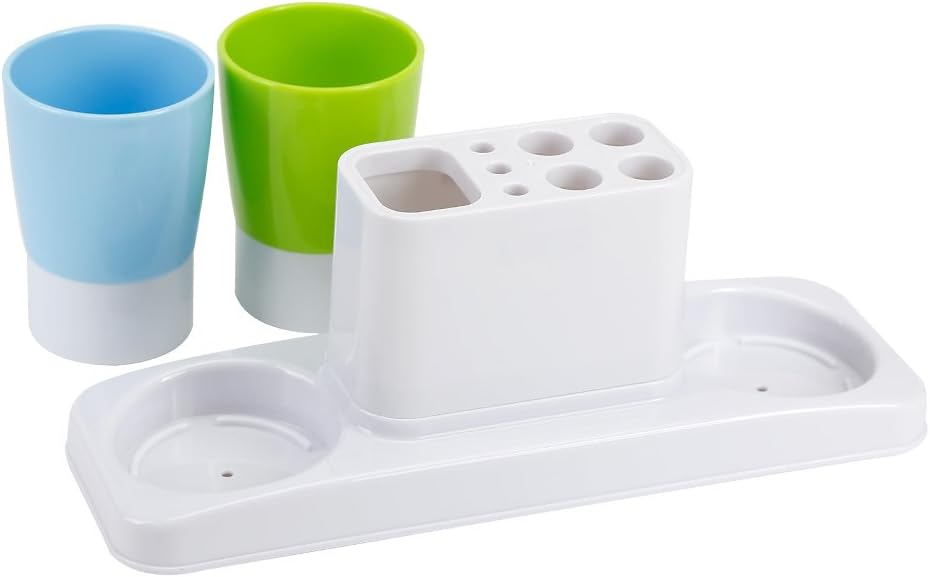 Eslite Bathroom Toothbrush Toothpaste Stand Organizer Plastic Storage Rack Set