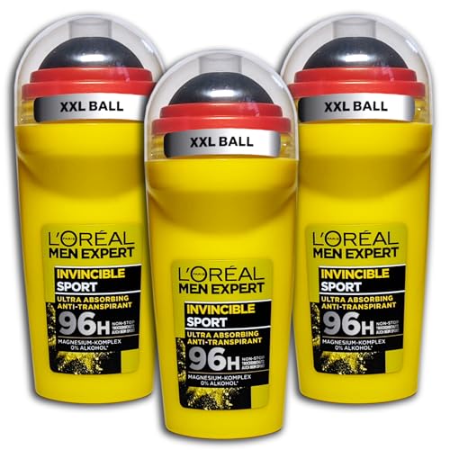 L'Oréal Men Expert Lot de 3 roll-on Invincible Sport anti-transpirants 3 x 50 ml