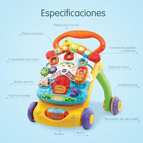 Miniatura 2 de VTech-Baby Andador andandín 2 en 1, Correpasillos con música y luces | Certificado CE + EN71, Bebés 6-36 meses, patas plegables, panel extraíble, 46 x 33.3 x 45 cm, 2 pilas AA, versión ESP